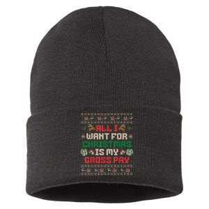 All I Want For Christmas Is My Gross Pay Joke Sustainable Knit Beanie