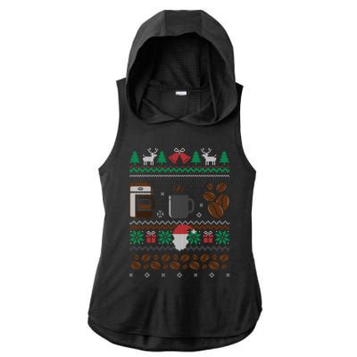 All I Want For Christmas Is Coffee Barista Ugly Sweater Gift Ladies PosiCharge Tri-Blend Wicking Draft Hoodie Tank