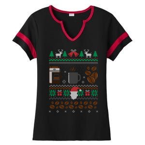 All I Want For Christmas Is Coffee Barista Ugly Sweater Gift Ladies Halftime Notch Neck Tee