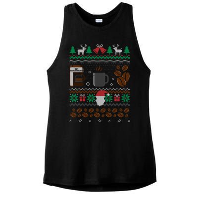 All I Want For Christmas Is Coffee Barista Ugly Sweater Gift Ladies PosiCharge Tri-Blend Wicking Tank