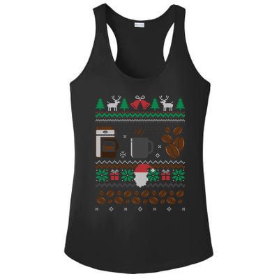 All I Want For Christmas Is Coffee Barista Ugly Sweater Gift Ladies PosiCharge Competitor Racerback Tank