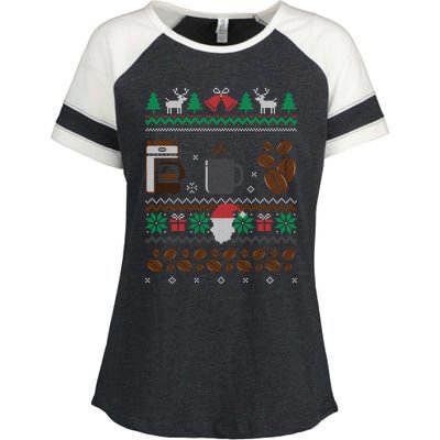 All I Want For Christmas Is Coffee Barista Ugly Sweater Gift Enza Ladies Jersey Colorblock Tee