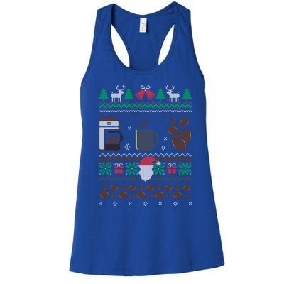 All I Want For Christmas Is Coffee Barista Ugly Sweater Gift Women's Racerback Tank