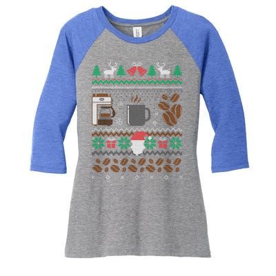 All I Want For Christmas Is Coffee Barista Ugly Sweater Gift Women's Tri-Blend 3/4-Sleeve Raglan Shirt