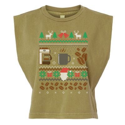 All I Want For Christmas Is Coffee Barista Ugly Sweater Gift Garment-Dyed Women's Muscle Tee