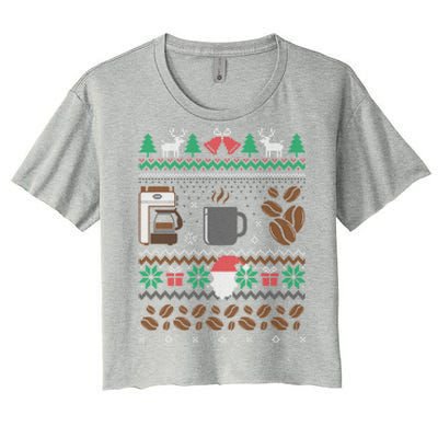 All I Want For Christmas Is Coffee Barista Ugly Sweater Gift Women's Crop Top Tee