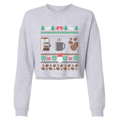 All I Want For Christmas Is Coffee Barista Ugly Sweater Gift Cropped Pullover Crew