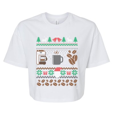 All I Want For Christmas Is Coffee Barista Ugly Sweater Gift Bella+Canvas Jersey Crop Tee