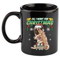 All I Want For Christmas Is A Pug Santa Claus Santa Claus Gift 11oz C Handle Ceramic Mug