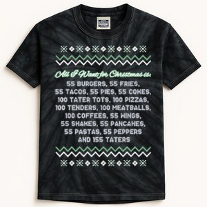 All I Want For Christmas Is 55 Burgers Tacky Sweater Kids Tie-Dye T-Shirt