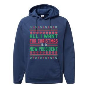 All I Want For Christmas Is A New President Xmas Sweater Cool Gift Performance Fleece Hoodie