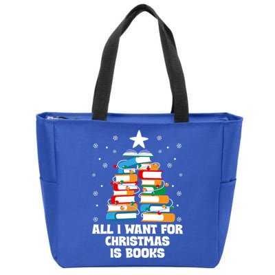 All I Want For Christmas Is Books Xmas Book Reader Reading Gift Zip Tote Bag