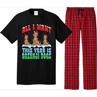 All I Want This Year Is Basenji Dog Wearing Christmas Hat Gift Pajama Set