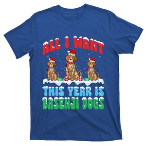 All I Want This Year Is Basenji Dog Wearing Christmas Hat Gift T-Shirt