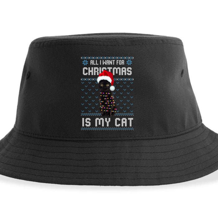 All I Want For Christmas Is My Cat Ugly Christmas Sweater Meaningful Gift Sustainable Bucket Hat