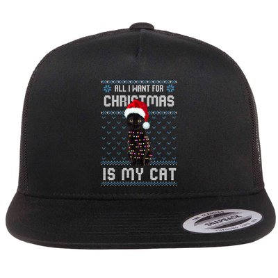 All I Want For Christmas Is My Cat Ugly Christmas Sweater Meaningful Gift Flatbill Hat