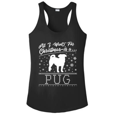 All I Want For Christmas Is A Pug Funny Gift Ladies PosiCharge Competitor Racerback Tank