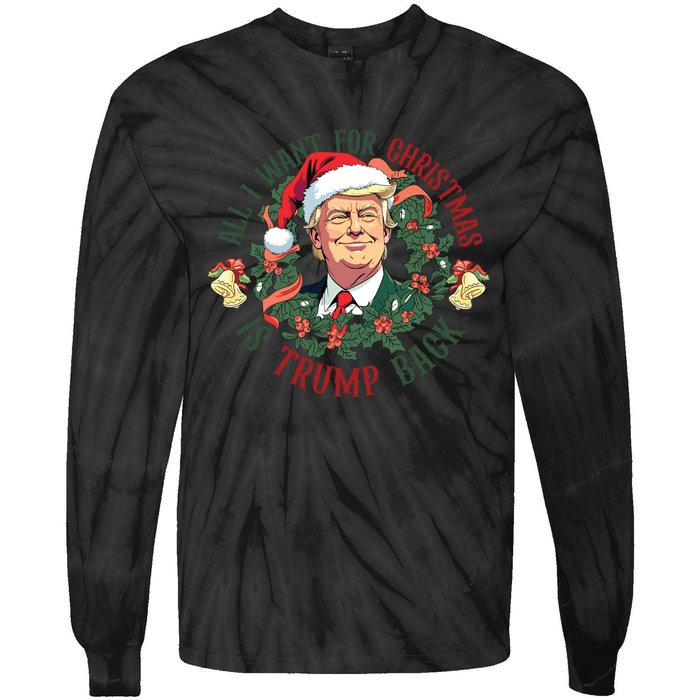 All I Want For Christmas Is Trump Back Christmas Trump Tie-Dye Long Sleeve Shirt