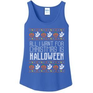 All I Want For Christmas Is Halloween Ugly Sweater Holiday Gift Ladies Essential Tank