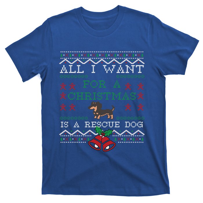 All I Want Christmas Is A Rescue Dog Ugly Gift T-Shirt