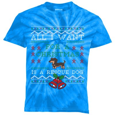 All I Want Christmas Is A Rescue Dog Ugly Gift Kids Tie-Dye T-Shirt