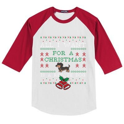 All I Want Christmas Is A Rescue Dog Ugly Gift Kids Colorblock Raglan Jersey