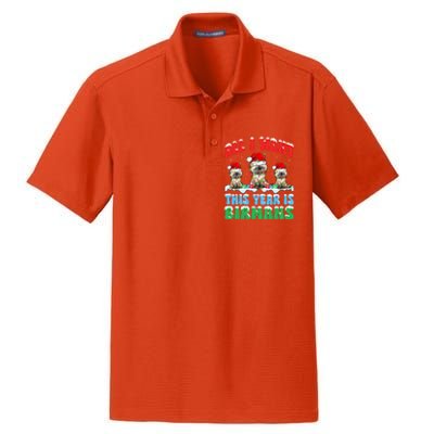 All I Want This Year Is Bir Cat Wearing Christmas Hat Cool Gift Dry Zone Grid Polo