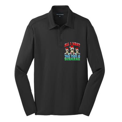 All I Want This Year Is Bir Cat Wearing Christmas Hat Cool Gift Silk Touch Performance Long Sleeve Polo