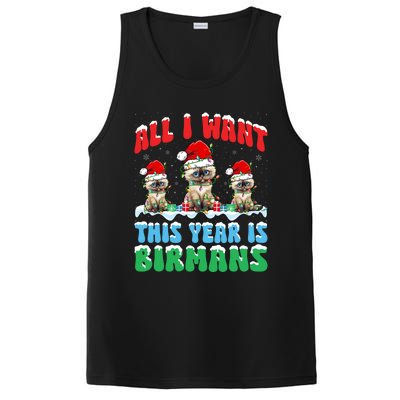 All I Want This Year Is Bir Cat Wearing Christmas Hat Cool Gift PosiCharge Competitor Tank