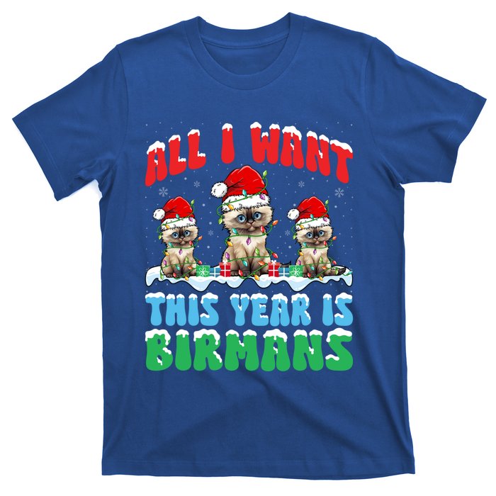 All I Want This Year Is Bir Cat Wearing Christmas Hat Cool Gift T-Shirt