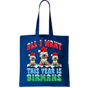 All I Want This Year Is Bir Cat Wearing Christmas Hat Cool Gift Tote Bag