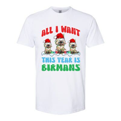 All I Want This Year Is Bir Cat Wearing Christmas Hat Cool Gift Softstyle CVC T-Shirt