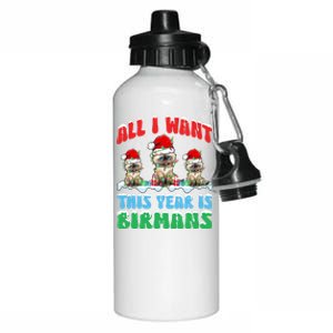 All I Want This Year Is Bir Cat Wearing Christmas Hat Cool Gift Aluminum Water Bottle