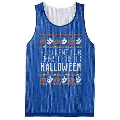 All I Want For Christmas Is Halloween Ugly Sweater Holiday Gift Mesh Reversible Basketball Jersey Tank