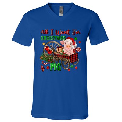 All I Want For Christmas Is A Pig Merry Christmas Pajamas Gift V-Neck T-Shirt