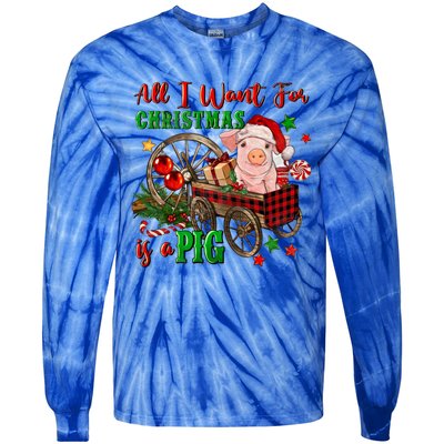 All I Want For Christmas Is A Pig Merry Christmas Pajamas Gift Tie-Dye Long Sleeve Shirt