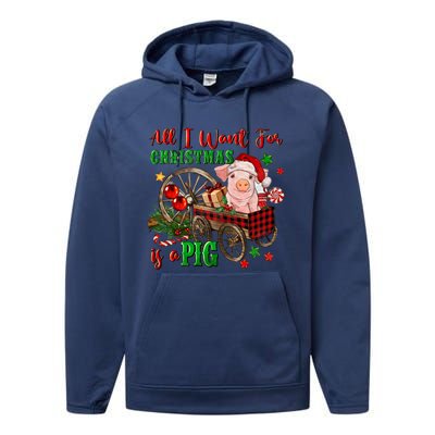 All I Want For Christmas Is A Pig Merry Christmas Pajamas Gift Performance Fleece Hoodie