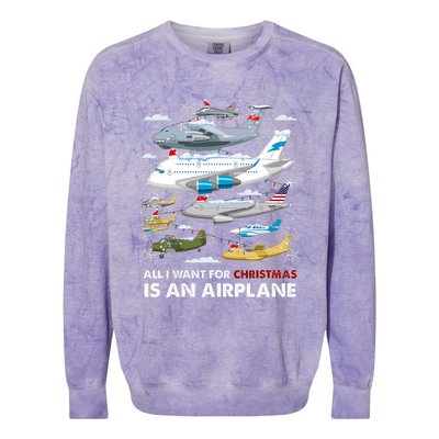 All I Want For Christmas Is An Airplane Merry Christmas Colorblast Crewneck Sweatshirt