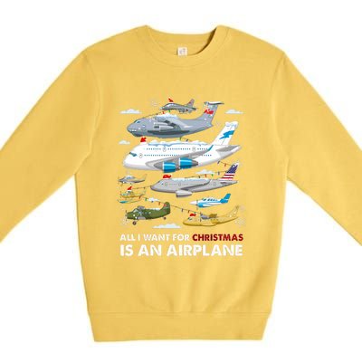 All I Want For Christmas Is An Airplane Merry Christmas Premium Crewneck Sweatshirt