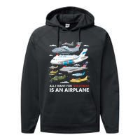 All I Want For Christmas Is An Airplane Merry Christmas Performance Fleece Hoodie