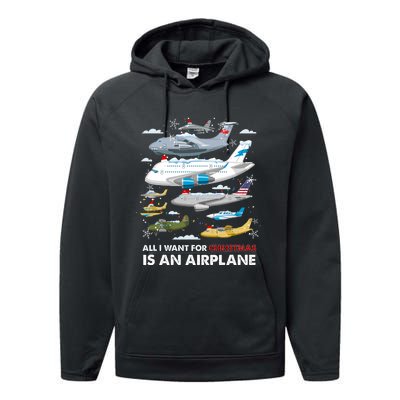 All I Want For Christmas Is An Airplane Merry Christmas Performance Fleece Hoodie