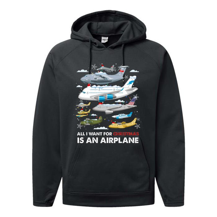 All I Want For Christmas Is An Airplane Merry Christmas Performance Fleece Hoodie