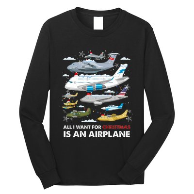 All I Want For Christmas Is An Airplane Merry Christmas Long Sleeve Shirt