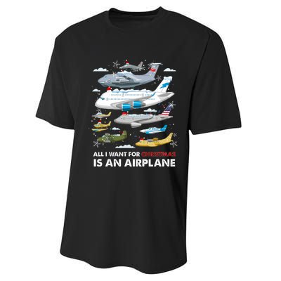 All I Want For Christmas Is An Airplane Merry Christmas Performance Sprint T-Shirt