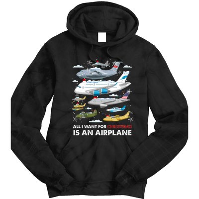 All I Want For Christmas Is An Airplane Merry Christmas Tie Dye Hoodie