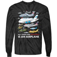 All I Want For Christmas Is An Airplane Merry Christmas Tie-Dye Long Sleeve Shirt