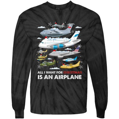 All I Want For Christmas Is An Airplane Merry Christmas Tie-Dye Long Sleeve Shirt