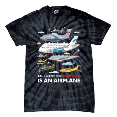 All I Want For Christmas Is An Airplane Merry Christmas Tie-Dye T-Shirt