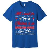 All I Want For Christmas Arabian Horse And Wine Gift Premium T-Shirt