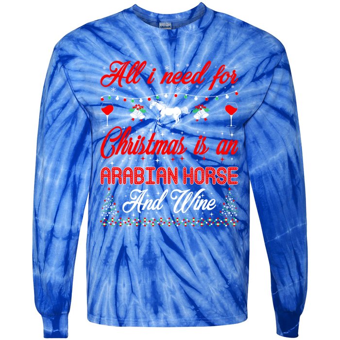 All I Want For Christmas Arabian Horse And Wine Gift Tie-Dye Long Sleeve Shirt